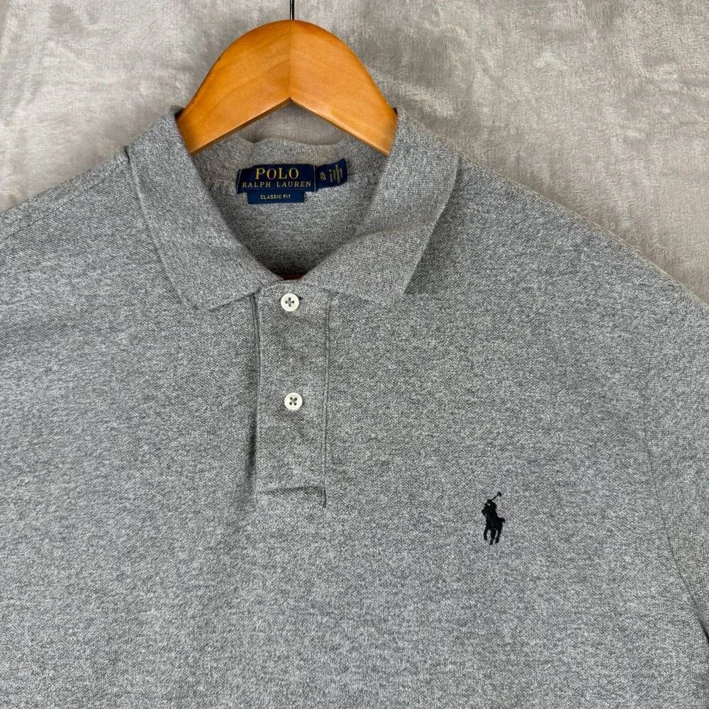 Polo Ralph Lauren Mens Classic Fit Short Sleeve Polo Shirt Gray XL